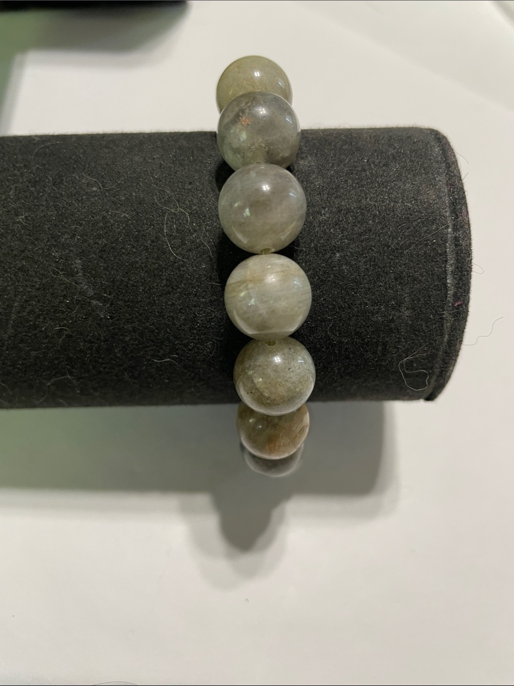 Gray Labradorite Beaded Stretch Bracelet.  9/6/6